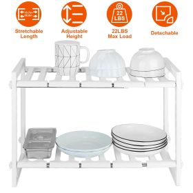 2-Tier Under Sink Organizer Retractable Kitchenware Rack Holders Space Saving Storage Shelf 22LBS Max Load