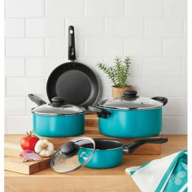 7 Piece Nonstick Cookware Set, Teal