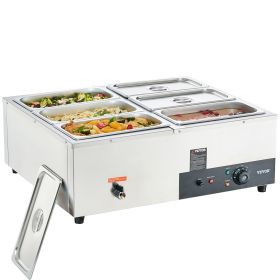 VEVOR 6-Pan Commercial Food Warmer, 6 x 8QT Electric Steam Table