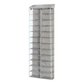 24-Shelf Polyester Cotton over the Door Closet Shoe Organizer