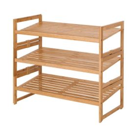 Bamboo 3 Tier Shoe Rack for 9 Pairs Shoes