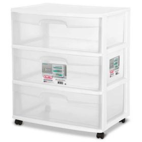 Wide 3 Drawer Cart White