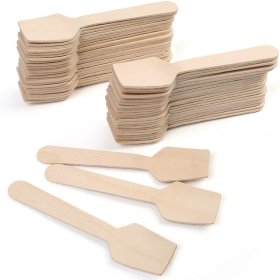 LotFancy 120Pcs Mini Wooden Spoons, 3.75" Disposable Tasting Sampling Spoon,Wood